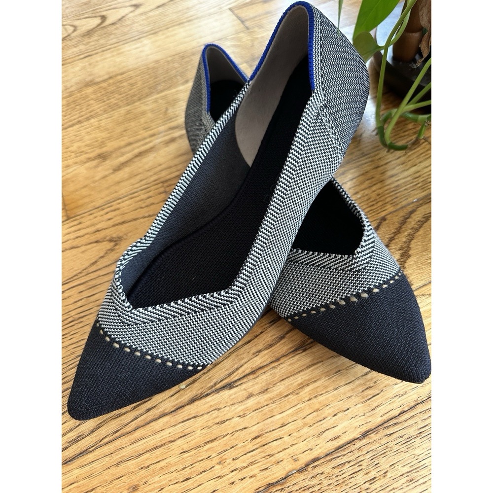 Rothy's Women's The Point Gray Mist Cap-Toe Ballet Flats Size W9.5 Gray/Black